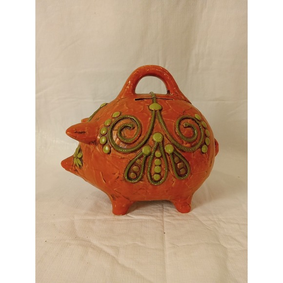 Vintage Fitz & Floyd FF  Piggy Bank 1970's Groovy Style D10 - Picture 1 of 6